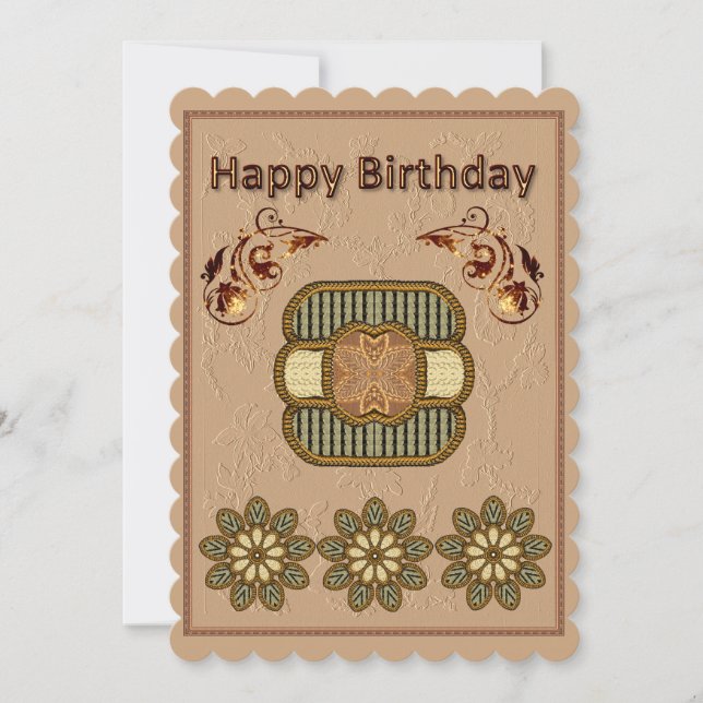 Mandala Motif Birthday Flat Card (Vorderseite)
