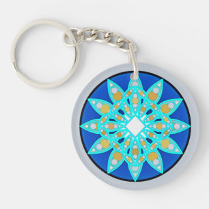 Mandala motif en cobalt, gris et turquoise
