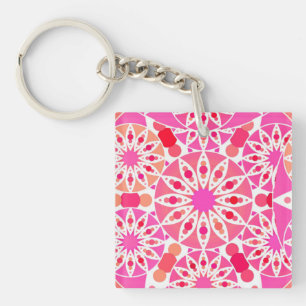 Mandala motif, tons rose et corail