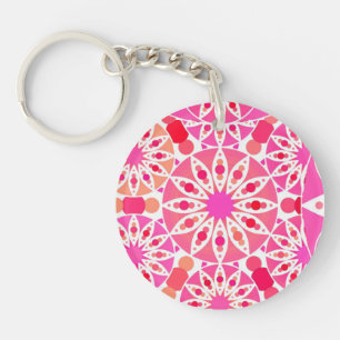 Mandala motif, tons rose et corail