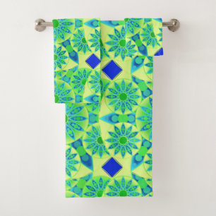 Mandala Motif, Turquoise, Bleu, Vert citron