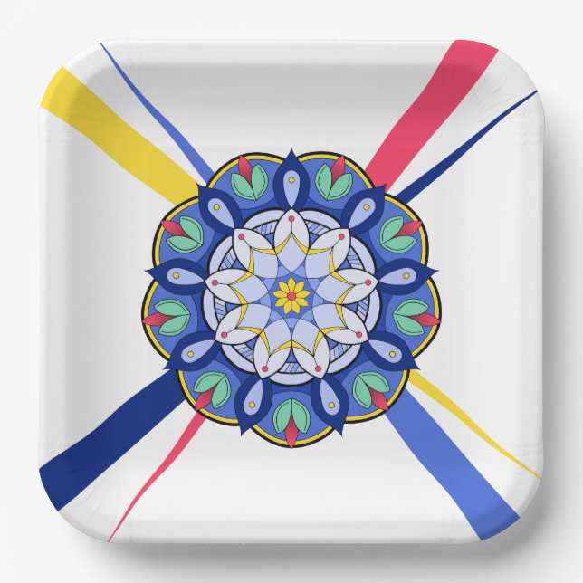 Mandala Muster 01 Papierplatte Pappteller (Vorderseite)