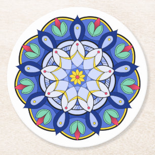 Mandala Muster 01 Round Paper Untersetzer