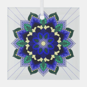 Mandala Muster 02 im dunkelblauen Glasbaumdekor Ornament Aus Glas