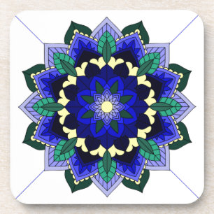 Mandala Muster 02 im dunkelblauen Untersetzer