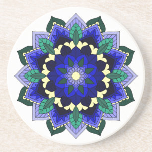 Mandala Muster 02 im dunkelblauen Untersetzer