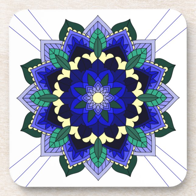 Mandala Muster 02 im dunkelblauen Untersetzer (Vorderseite)