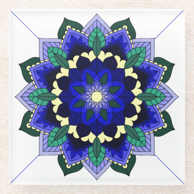 Mandala Muster 02 im dunkelblauen Untersetzer (Vorderseite)