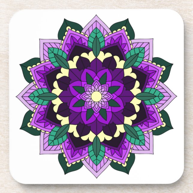 Mandala Muster 02 im lila Untersetzer (Vorderseite)