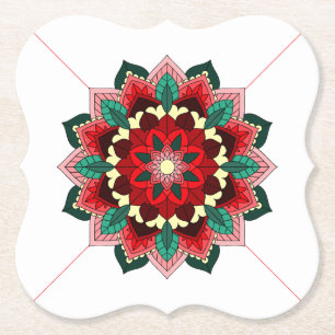 Mandala Muster 02 im roten Untersetzer