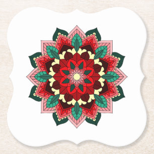 Mandala Muster 02 im roten Untersetzer