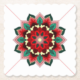 Mandala Muster 02 im roten Untersetzer