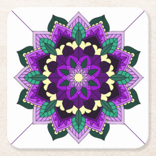Mandala Muster 02 im Untersetzer für lila Square P