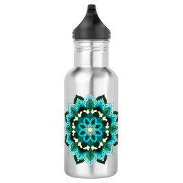 Mandala Muster 02 in aqua Edelstahlflasche