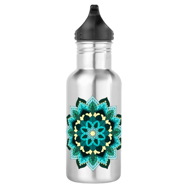 Mandala Muster 02 in aqua Edelstahlflasche (Rechts)