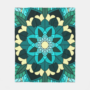 Mandala Muster 02 in aqua Fleecedecke