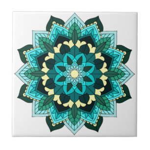 Mandala Muster 02 in aqua Fliese