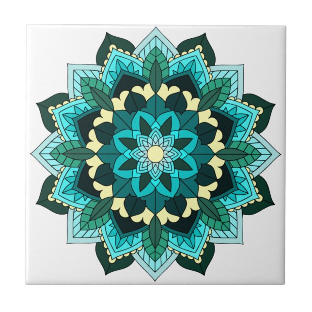 Mandala Muster 02 in aqua Fliese (Vorderseite)