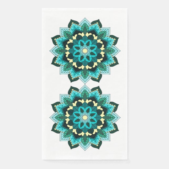 Mandala Muster 02 in aqua Napkin Serviette (Vorderseite)