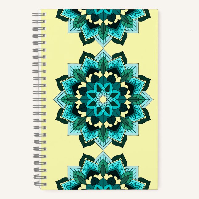 Mandala Muster 02 in aqua Notebook Notizbuch (Vorderseite)