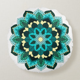 Mandala Muster 02 in aqua Rundes Kissen
