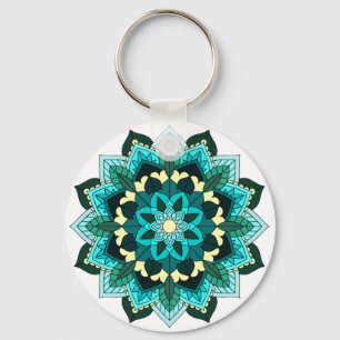 Mandala Muster 02 in aqua Schlüsselanhänger