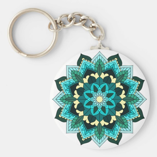 Mandala Muster 02 in aqua Schlüsselanhänger (Vorne)