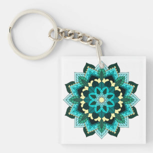 Mandala Muster 02 in aqua Schlüsselanhänger