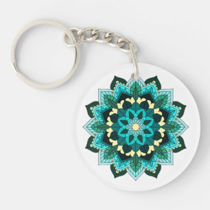 Mandala Muster 02 in aqua Schlüsselanhänger