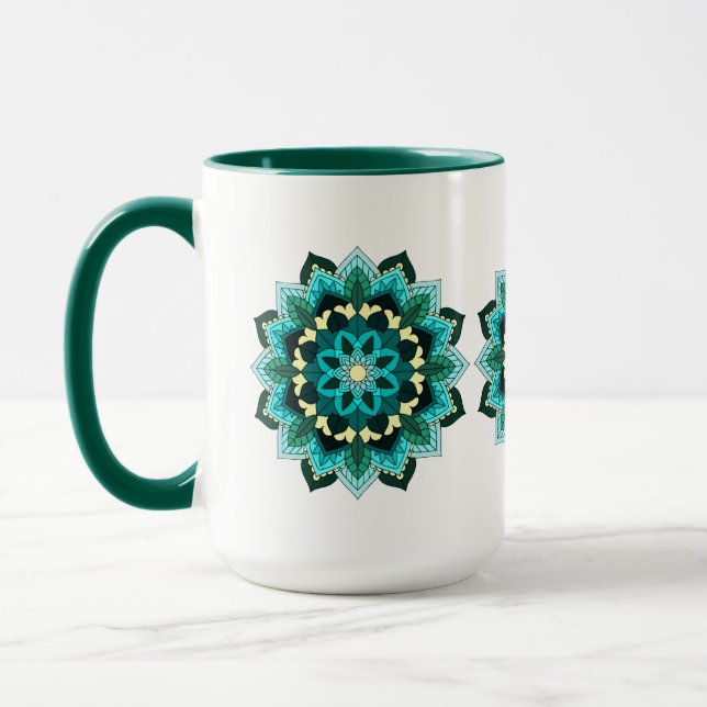 Mandala Muster 02 in aqua Tasse (Links)