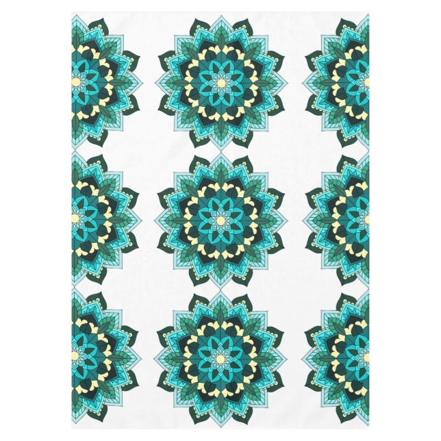 Mandala Muster 02 in aqua Tischdecke (Vorderseite)
