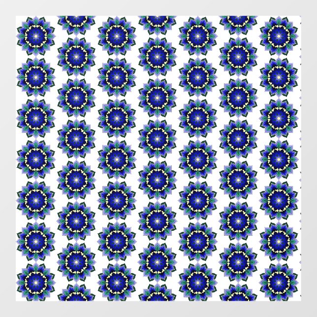 Mandala Muster 02 in blau Fensteraufkleber (Blatt)