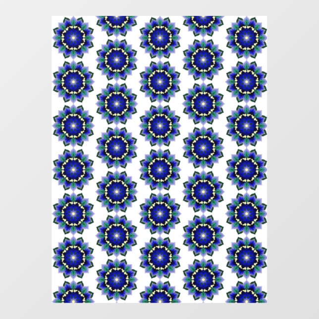 Mandala Muster 02 in blau Fensteraufkleber (Blatt)