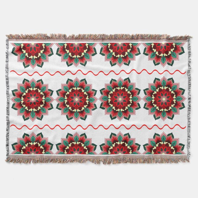 Mandala Muster 02 in der roten Throw Blanket Decke (Vorderseite)