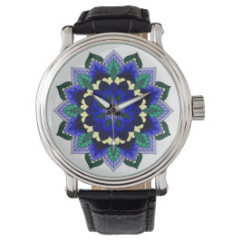 Mandala Muster 02 in dunkelblau Armbanduhr