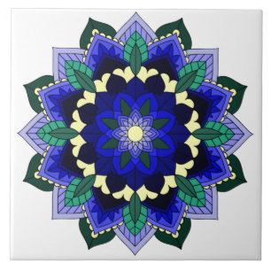 Mandala Muster 02 in dunkelblau Fliese