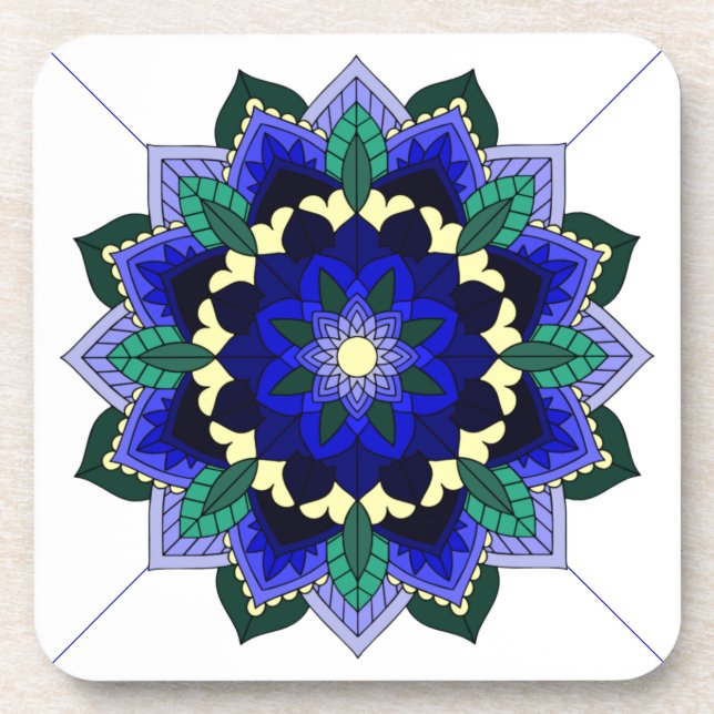 Mandala Muster 02 in dunkelblau Getränkeuntersetzer (Vorderseite)
