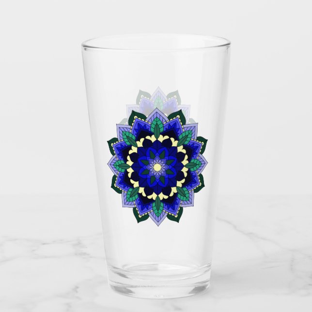 Mandala Muster 02 in dunkelblau Glas (Vorderseite)