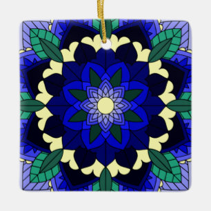 Mandala Muster 02 in dunkelblau Keramikornament