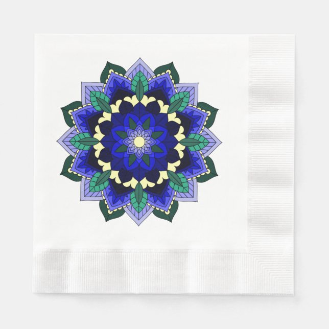 Mandala Muster 02 in dunkelblau Napkin Serviette (Vorderseite)