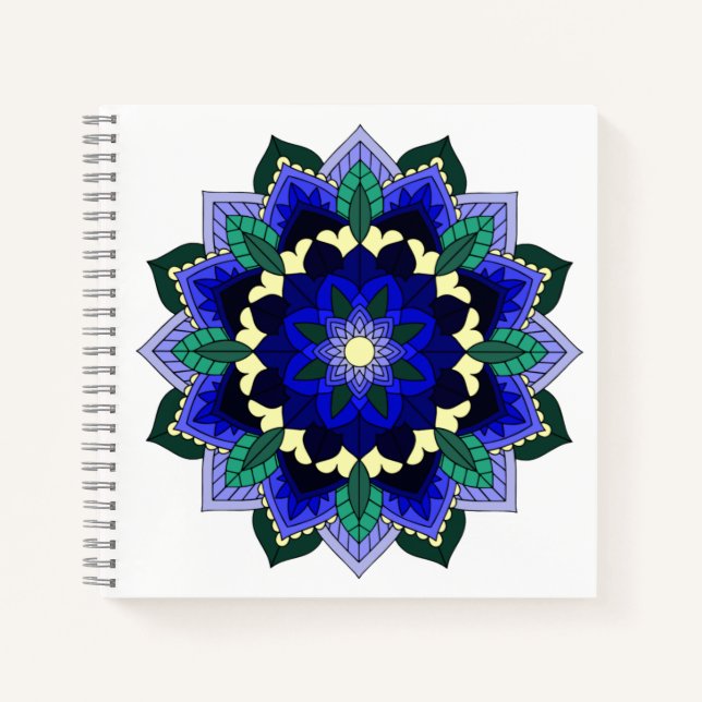 Mandala Muster 02 in dunkelblau Notizbuch (Vorderseite)