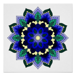 Mandala Muster 02 in dunkelblau Poster