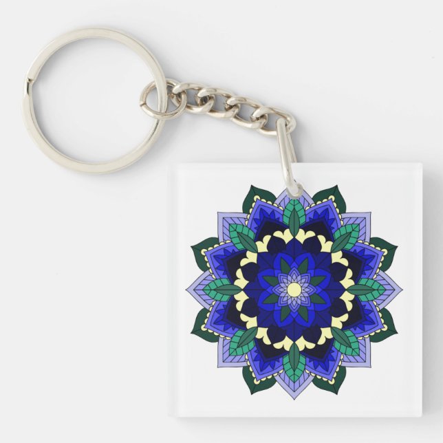 Mandala Muster 02 in dunkelblau Schlüsselanhänger (Vorderseite)