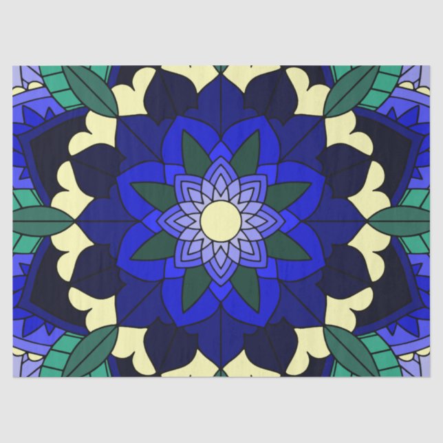 Mandala Muster 02 in dunkelblau Seidenpapier (Vorderseite)