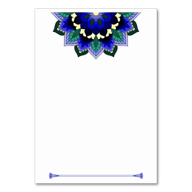 Mandala Muster 02 in dunkelblau Tischnummer (Vorderseite)