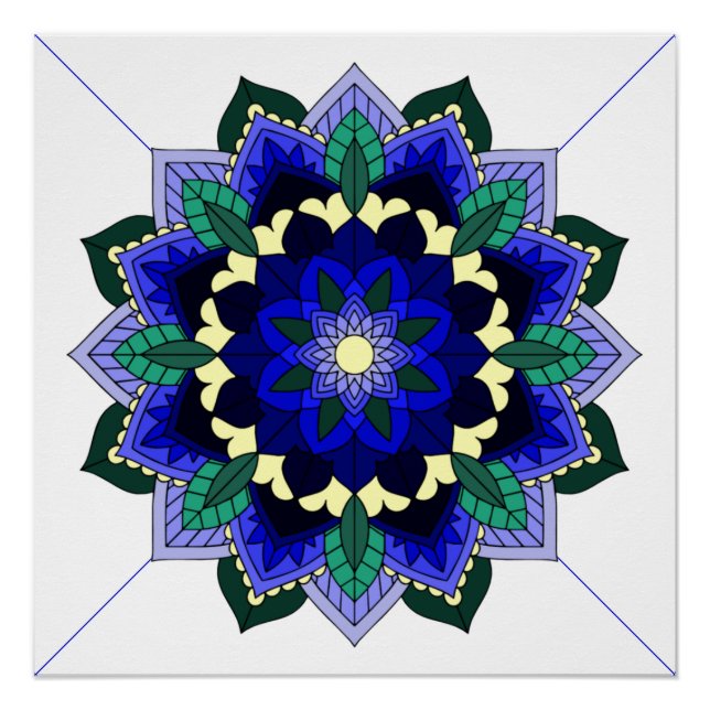 Mandala Muster 02 in dunkelblauem Poster (Vorderseite)