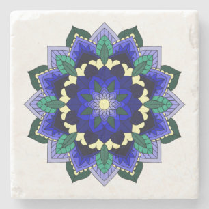 Mandala Muster 02 in dunkelblauer Stone Untersetze Steinuntersetzer