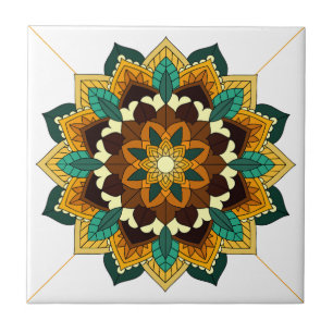 Mandala Muster 02 in Gelb & Keramik Tile Fliese