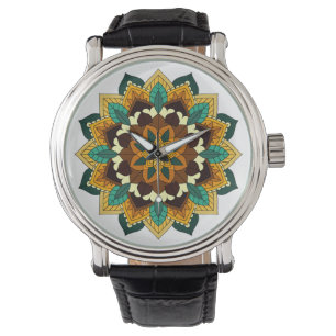 Mandala Muster 02 in gelb & tan Armbanduhr