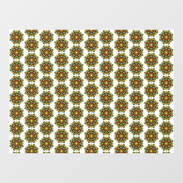 Mandala Muster 02 in gelb & tan Fensteraufkleber (Blatt)